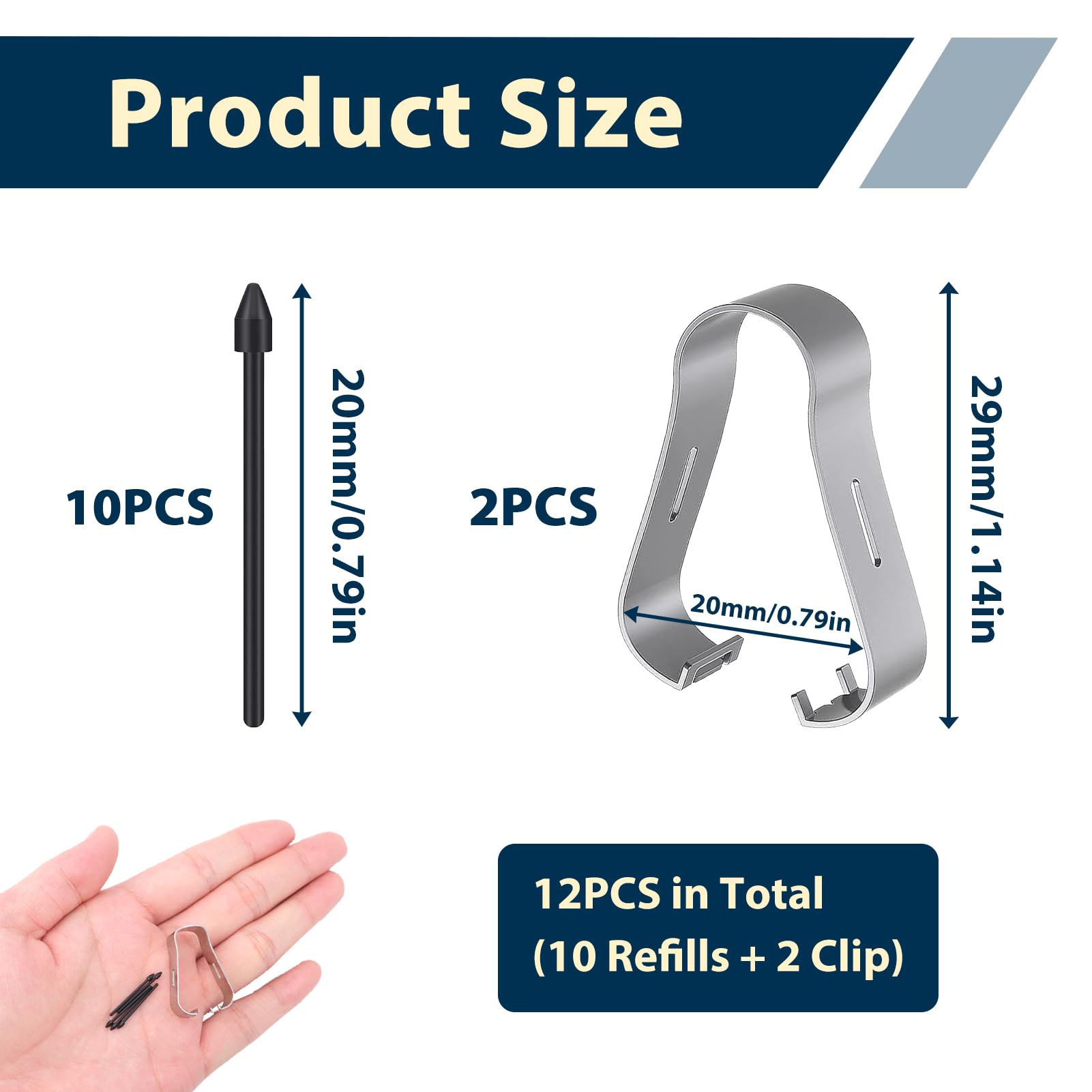 Pack de 12 Pointes pour Samsung S Pen, Compatible Galaxy Tab S8/S8+/S8 Ultra/S7/S7+/S7 FE/S6/S6 5G/S6 Lite, Noir