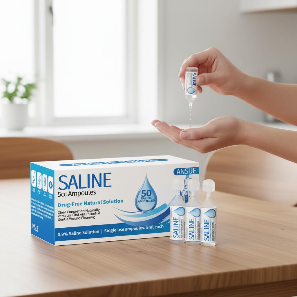 0.9% Sodium Chloride Saline Solution, Sterile Daily Nasal & Skin Cleansing for Babies, Kids & Adults, Single-Use Saline Vials for Nose Care & Minor Wound Cleaning, 50 Count 5ml — Amazon image 6