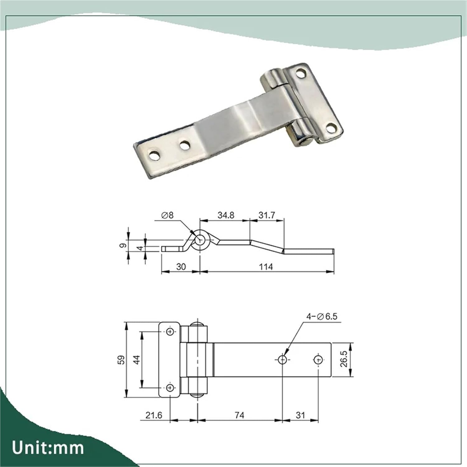 T-Shaped Long Tongue 304 Stainless Steel Hinge Industrial Machinery Equipment 1Pcs