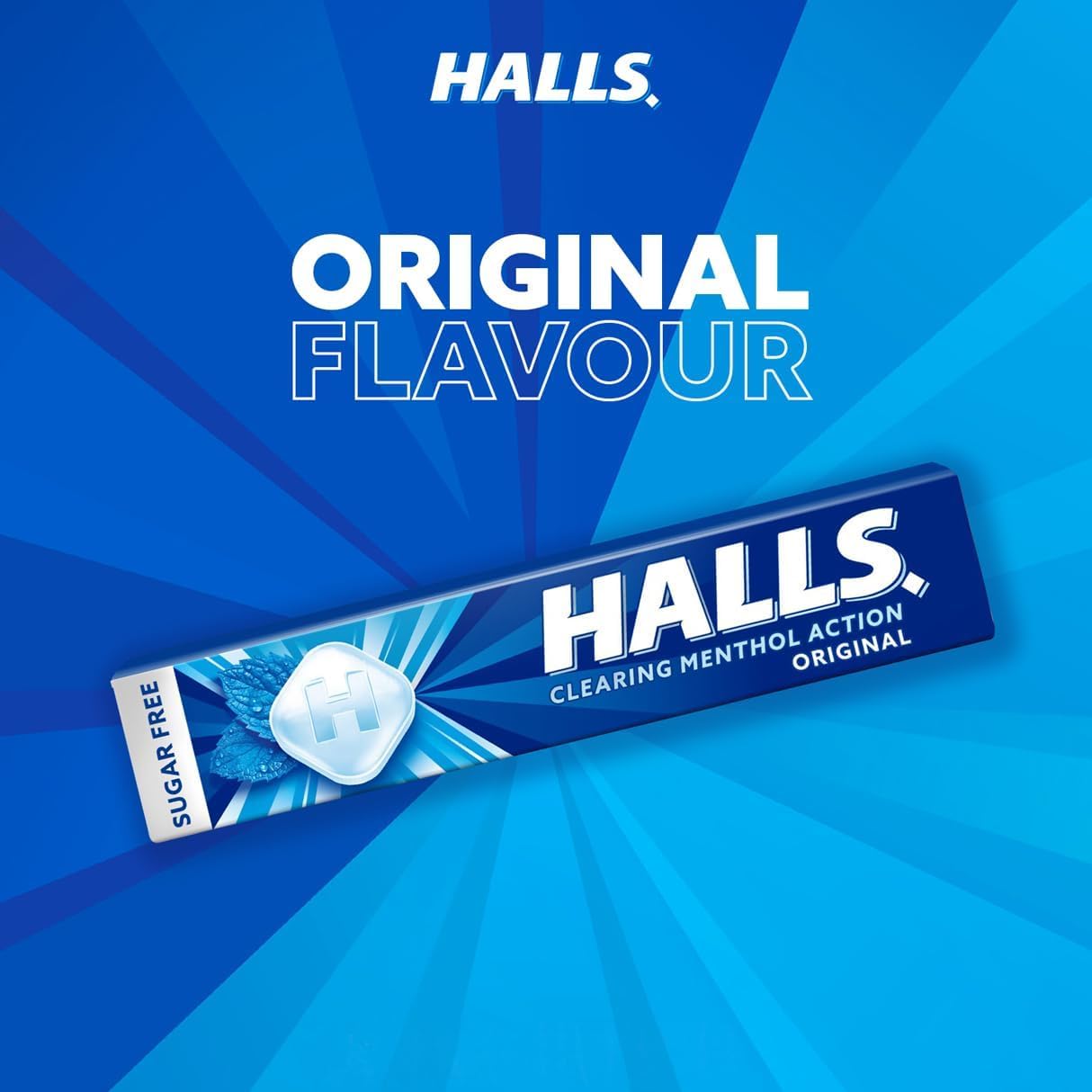 Halls Original Caramelos Sin Azúcar 480 uds (24 x 20 sticks de 32 g) – Mentol y Eucalipto, Frescor Intenso, Pack Ahorro Refrescante para Compartir – Edulcorados con Isomalt y Aspartamo