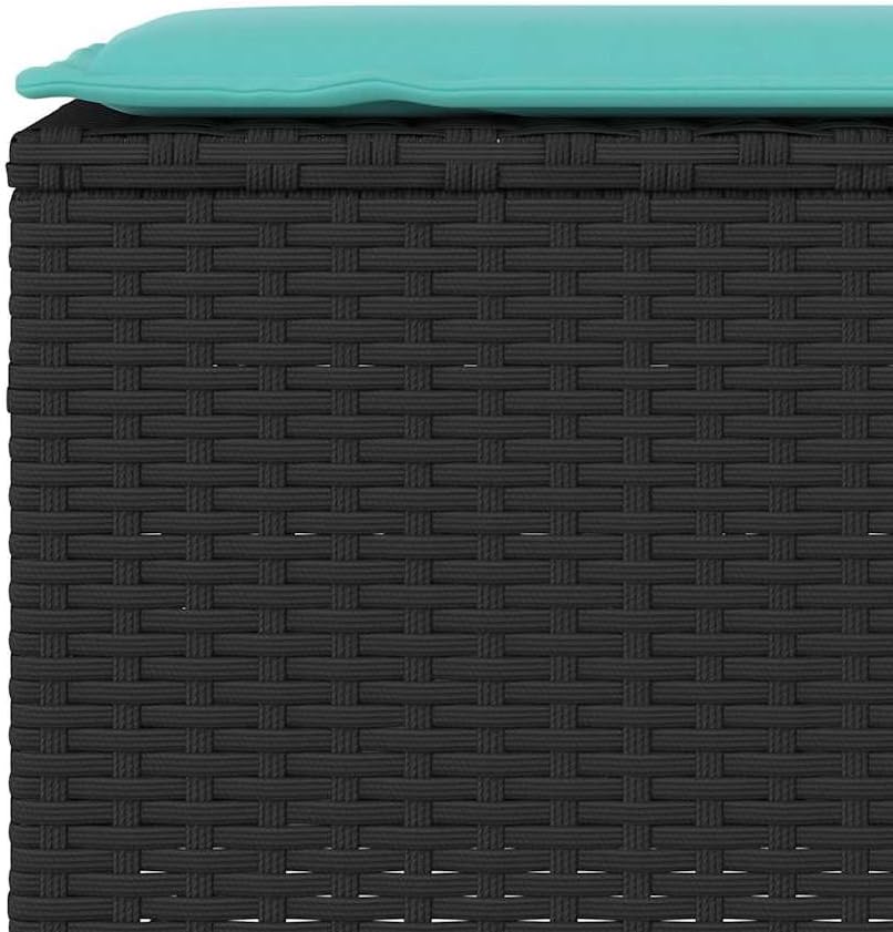 Patio Bench with Cushion Black 43.3"x11.8"x15.9" Poly Rattan,Comfortable Outdoor PE Rattan Bench with Cushion – Durable and Stylish Garden Furniture Patio Furniture