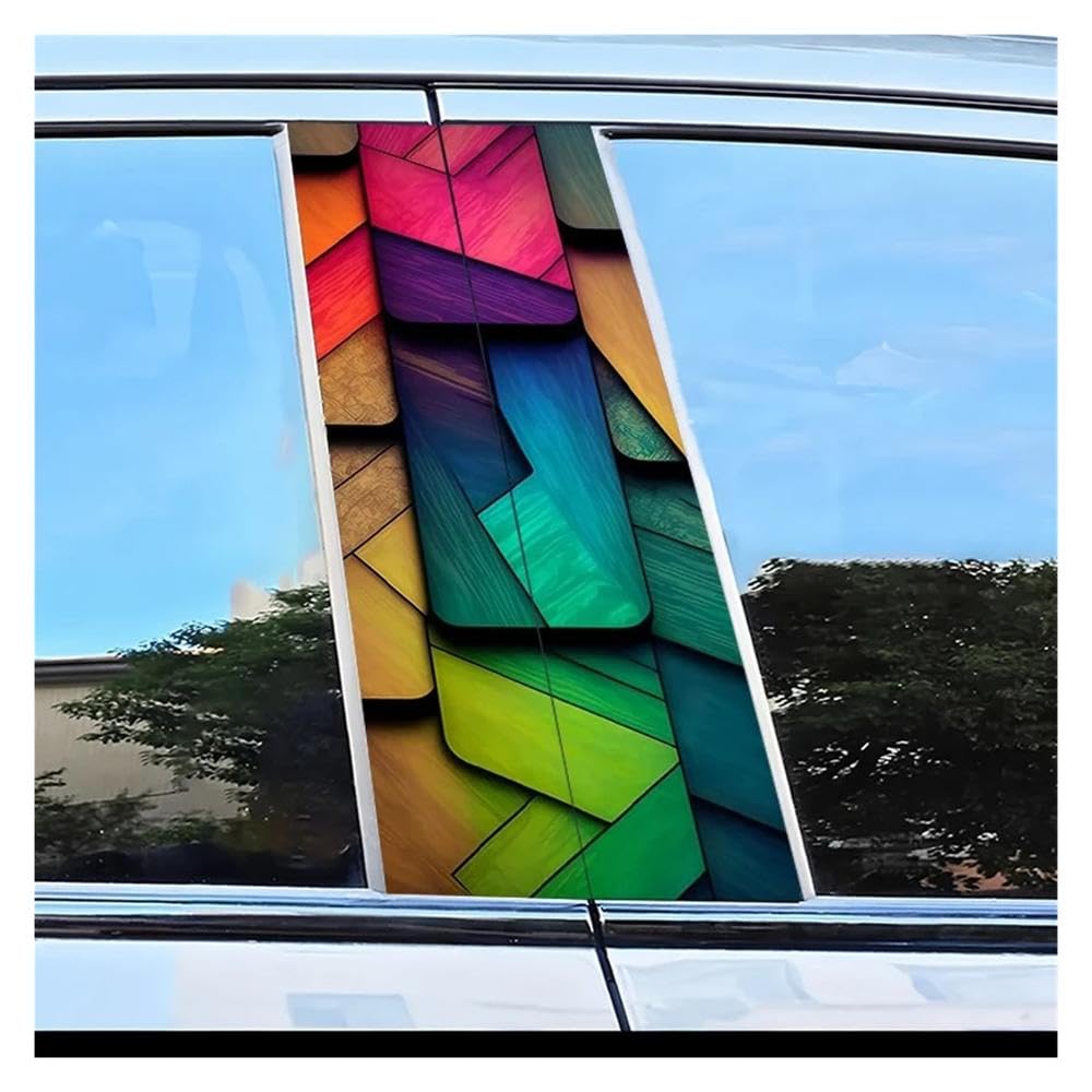 Dabhuoc One Color Car Parts 2Pcs Car Window Pillar Stickers Geometric Color Block Scratch-Resistant Personalized Film
