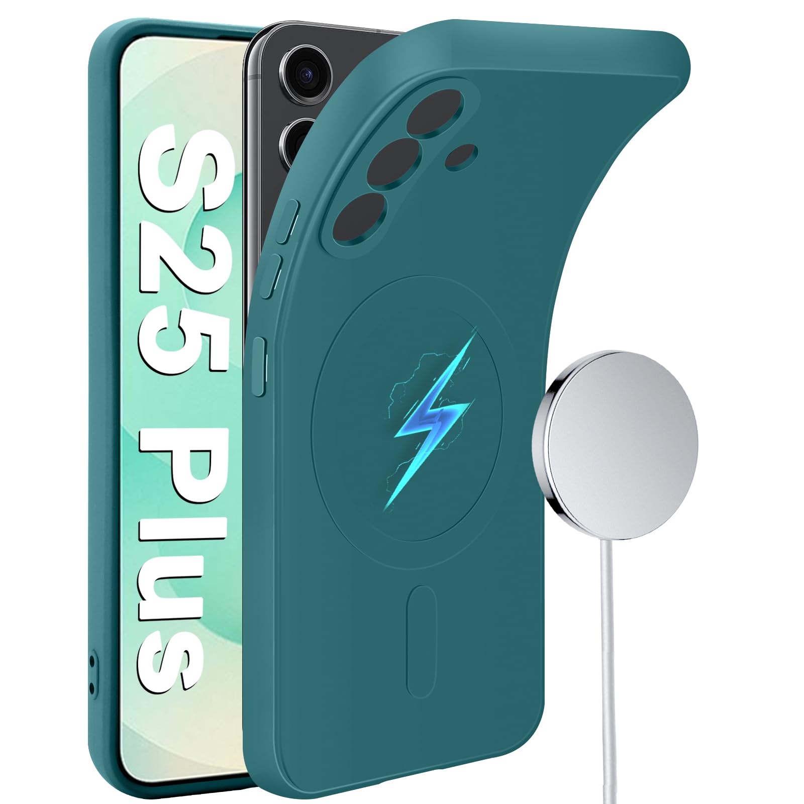 Coque aimantée Samsung S25 Plus silicone vert doublure microfibre luxe - 8