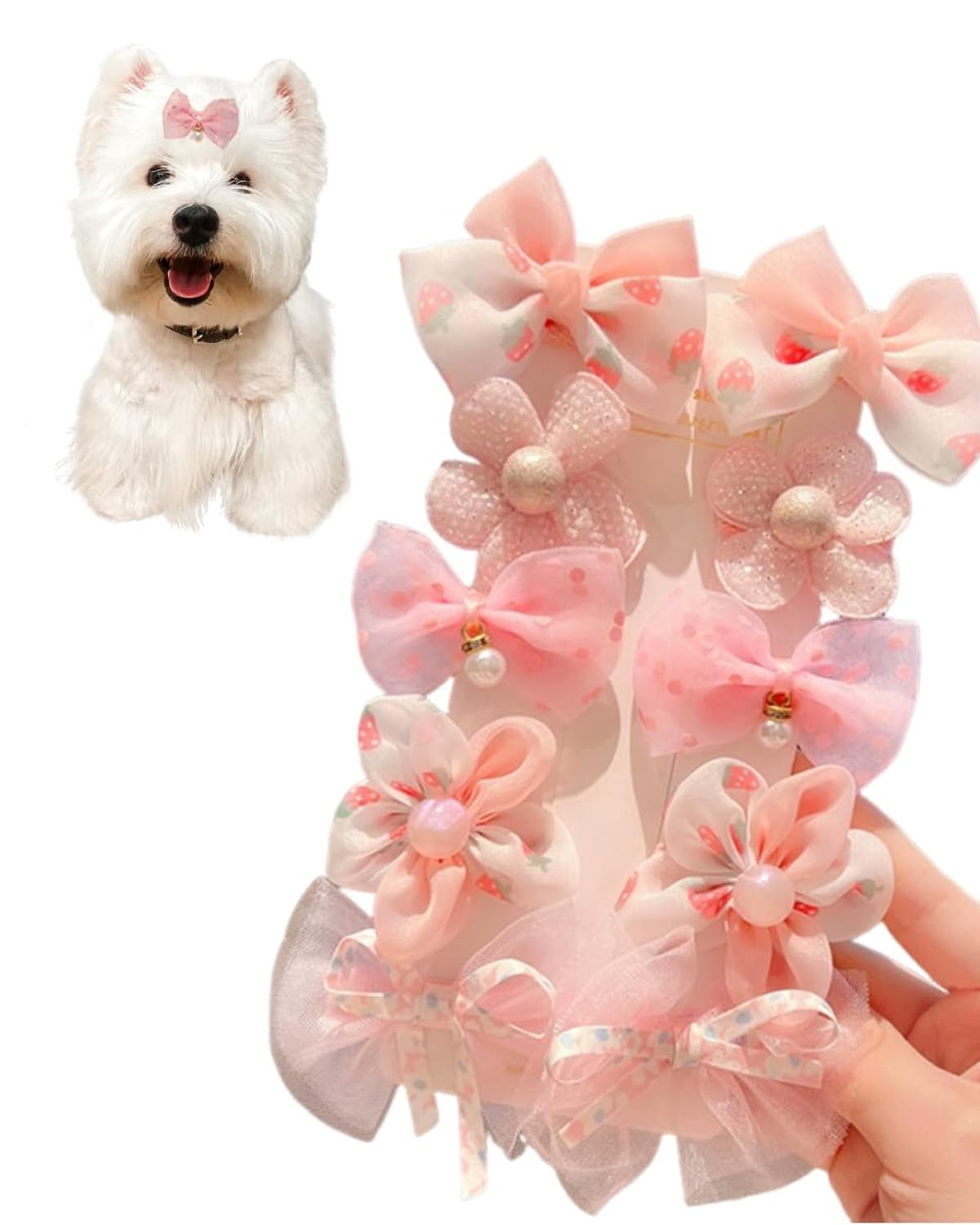 Fiocchi per Cani & Gatti, 10 Pezzi Rosa in Plastica. Leggeri Fermagli per Cuccioli con Presa Sicura – Ideali per Toelettatura, Feste, Servizi Fotografici & Charme Quotidiano.