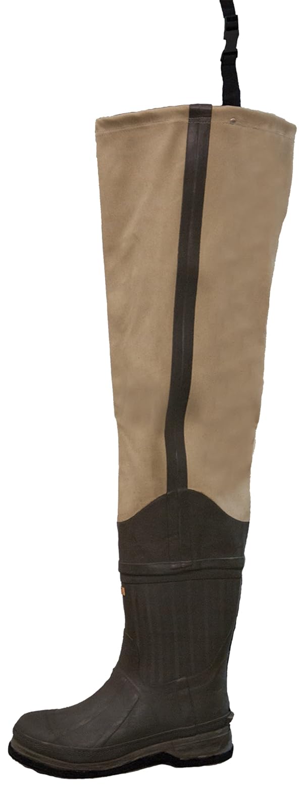 FROGG TOGGS Bull Frogg 3-ply PVC Canvas Bootfoot Hip Wader, Cleated or Felt by FROGG TOGGS - Used condition - US$60.01