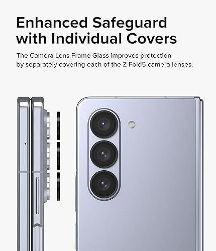 Miniatura 5 de Ringke Marco de lente de cámara compatible con Samsung Galaxy Z Fold 5, protector de lente de cámara, cubiertas de vidrio templado y marcos de