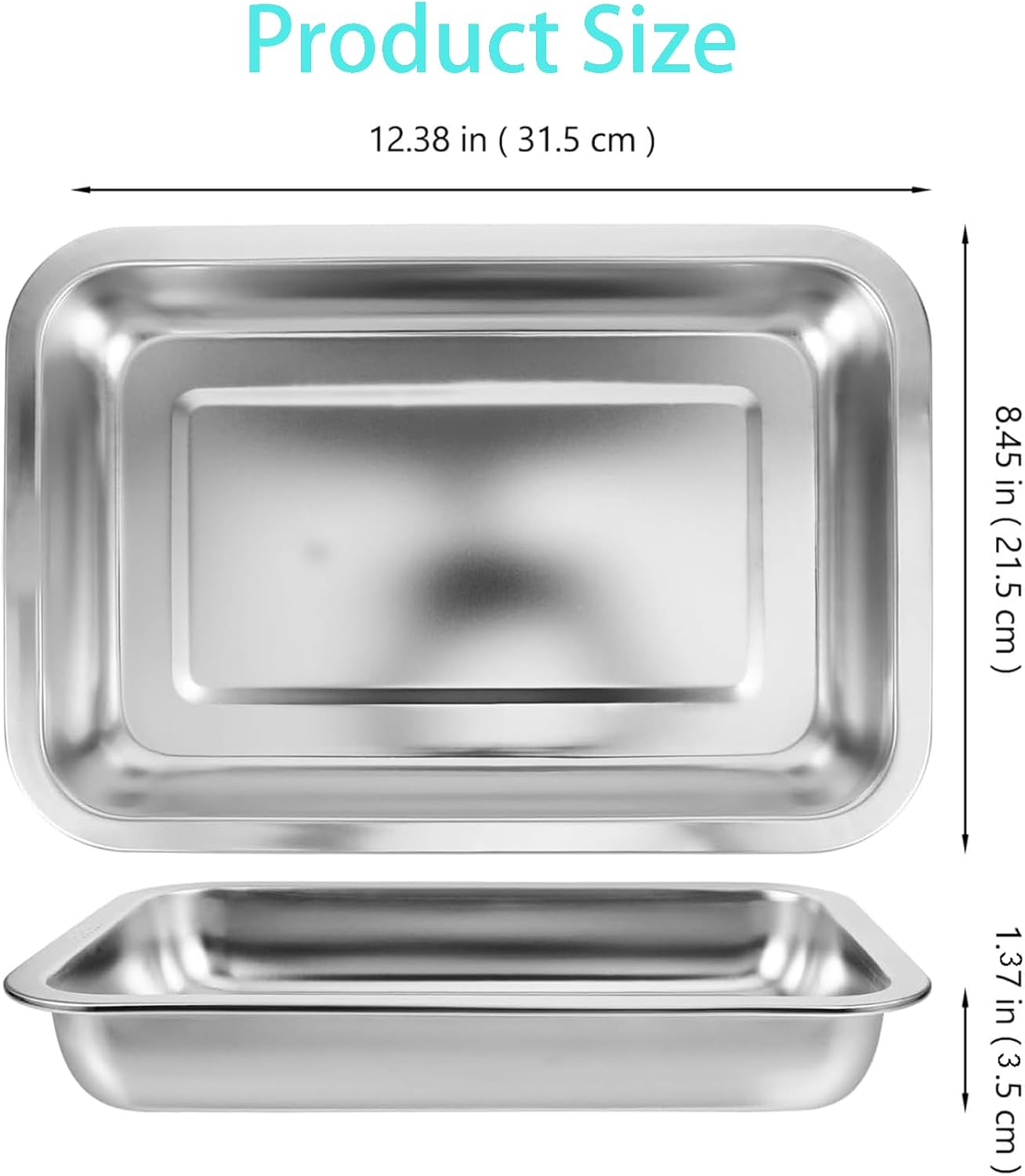 3 Pcs Kitten Litter Box with 1 Scoop,Stainless Steel Small Litter Box, 12.4"×8.4"×1.37" Metal Litter Pan, Small Litter Pan for Little Cats Kittens, Easy Cleaning