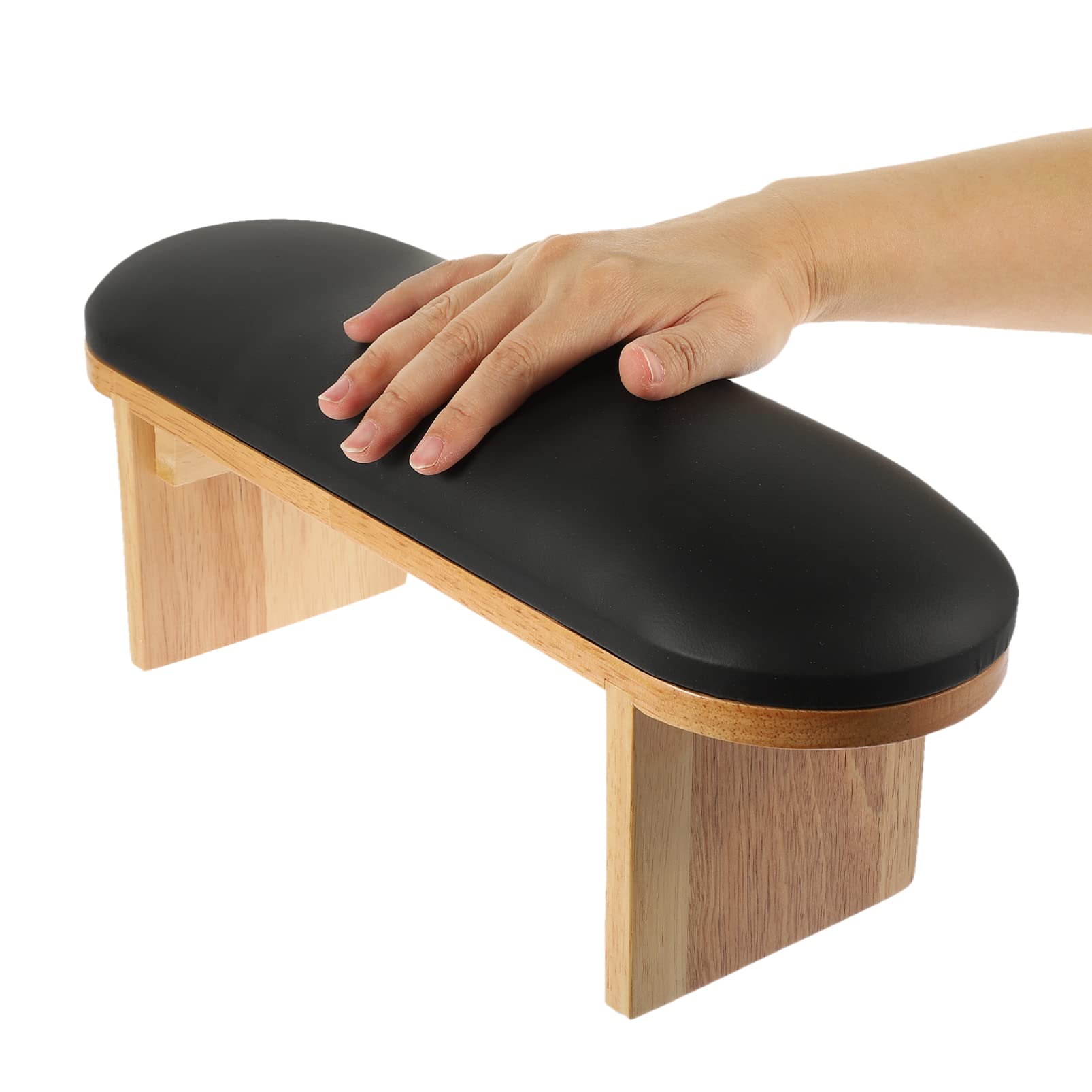 Cuscino Poggiamani Manicure per Nail Art, Supporto Nero | Legno, Cuoio e Sponge, Facile da Pulire, Uso Domestico e Salone Professionale