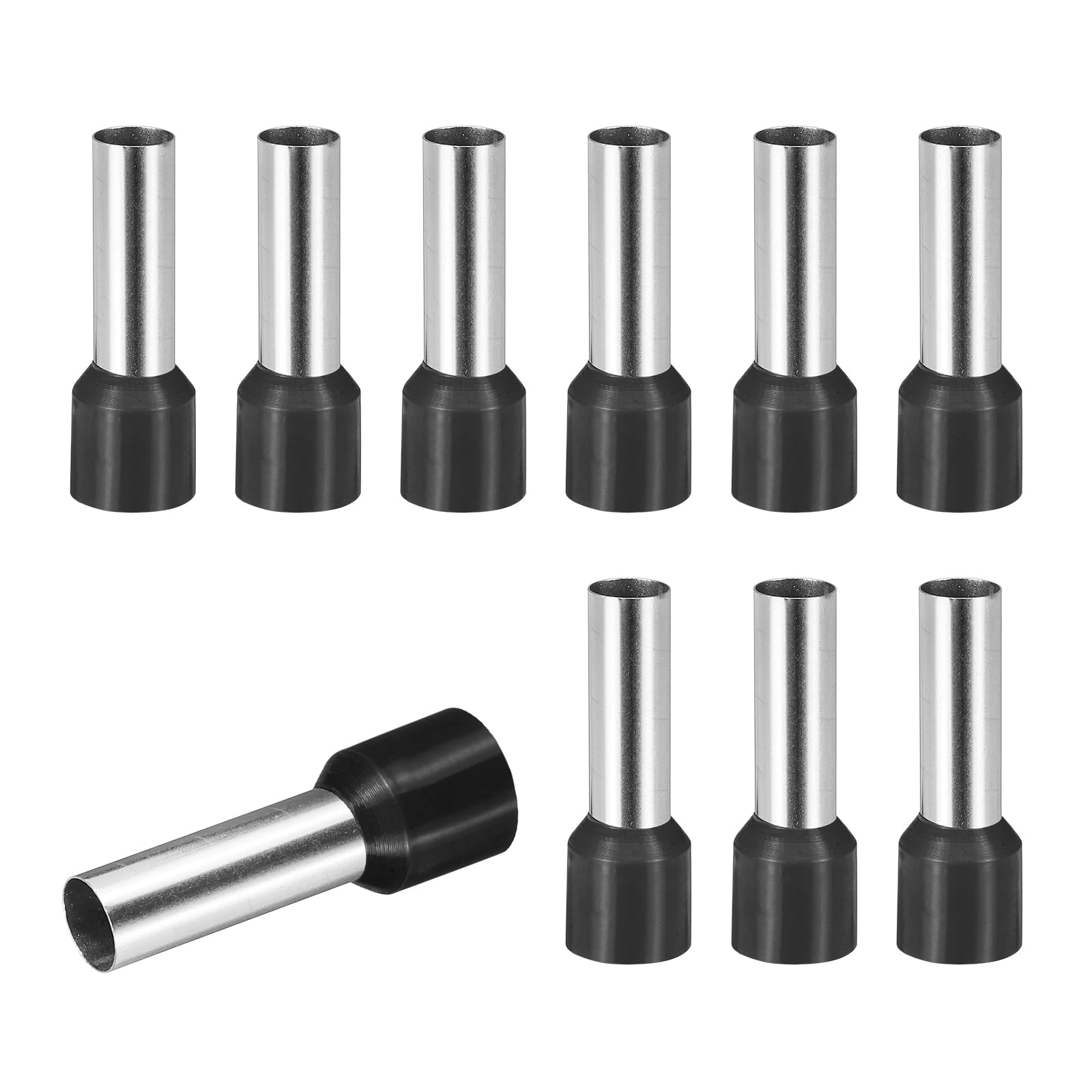 sourcing map 100 Pcs Wire Ferrule Connectors VE16-18 - 5AWG Crimp Copper Ferrules Terminals Connector Insulated Cord End Terminal for Electrical Projects Industrial Chemical Industry, Black