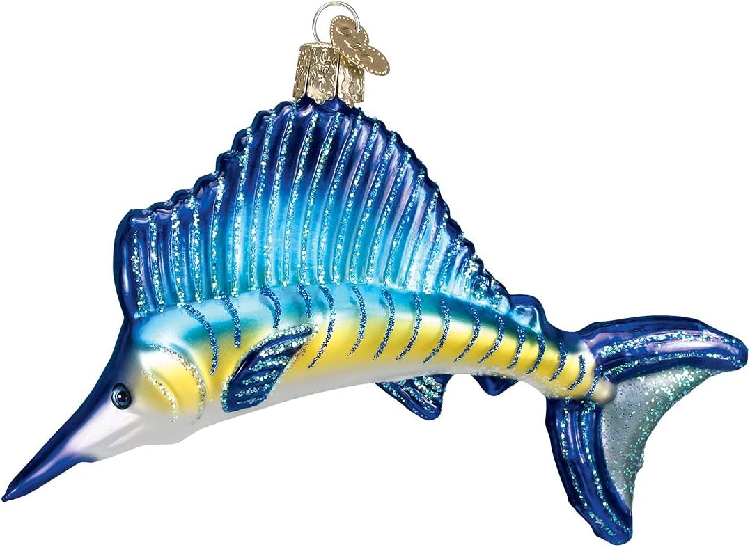 Ocean Sailfish Old World Christmas Glass Ornament 12226 Fish Decoration Free Box
