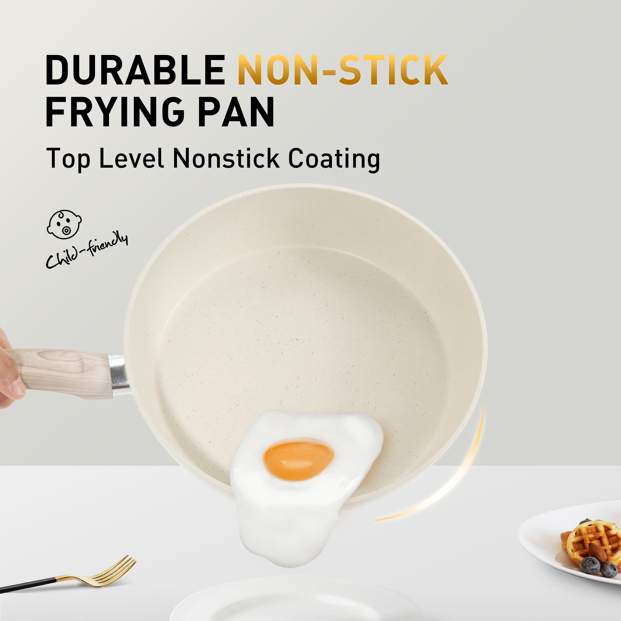 DishDelight Topfset Pfannenset Induktion Töpfe Set 12-teilige Granit-Antihaftbeschichtung Kochtopf Topf Pfannen für Induktionsherd Bratpfanne mit Glasdeckeln
