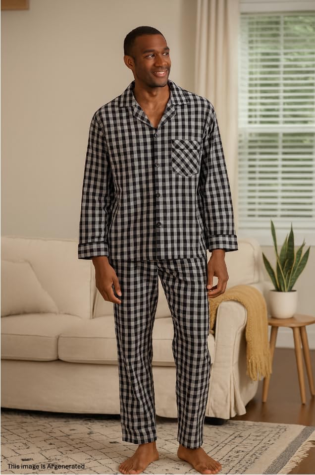 Image of Hanes Men's Woven Plain-Weave Pajama Set