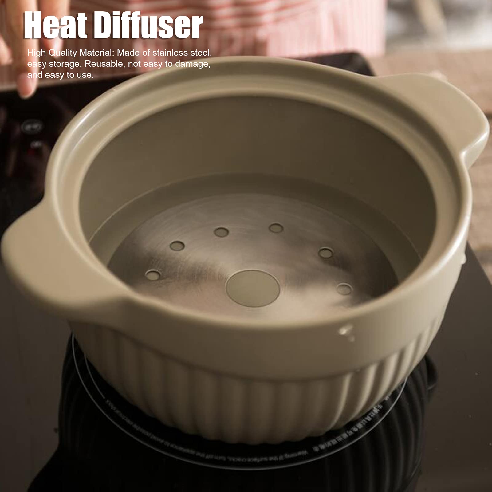 Thermal Guide Plate, Heat Diffuser Stainless Steel Induction Cooktop Converter Disk for Gas Stove Glass Cooktop Converter Disk(13.8CM)