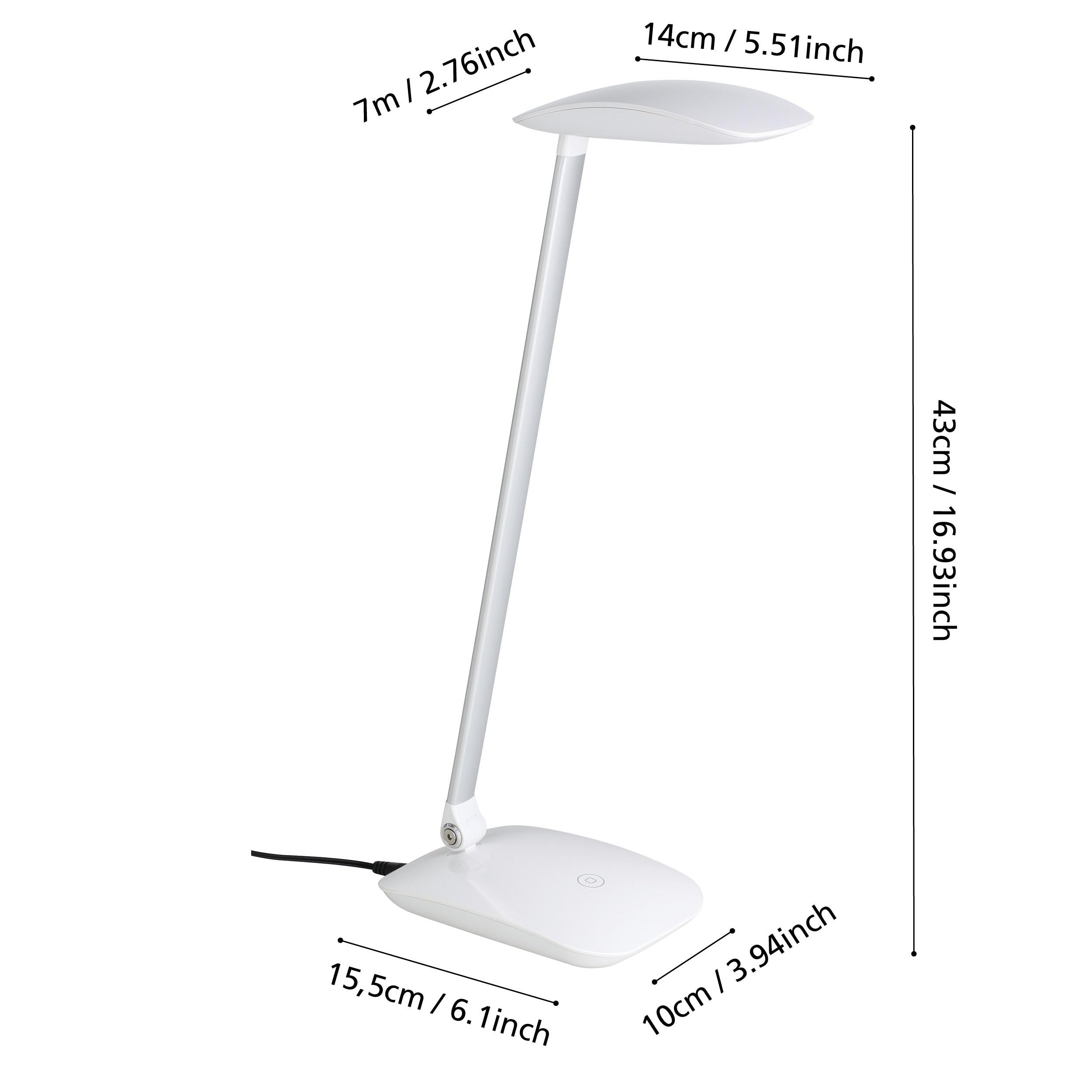 EGLO LED Tischlampe Cajero, 1 flammige Tischleuchte mit Touch, dimmbar | USB Lampe, Schreibtischlampe, Minimalismus aus hochwertigem Kunststoff, Bürolampe in Weiß