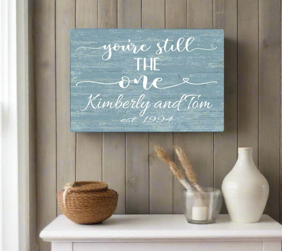 Broad Bay You're Still The One Anniversary Sign with Est. Date Personalized Gift for Husband, Wife, or Couple (Blue)