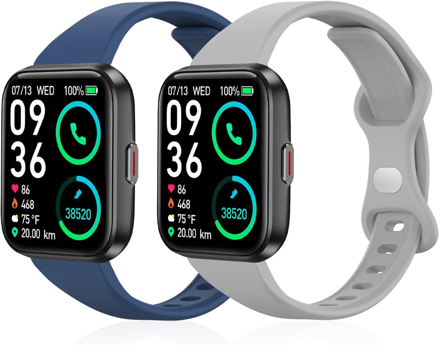 2 Pack Slim Watch Bands Compatible with ENOMIR ID208BT /SKG V7/SKG V7 PRO Smart Watch, Soft Sport Replacement Strap for Aeac ID208BT/Konitee/FACOI ID208BT Watch Women Men
