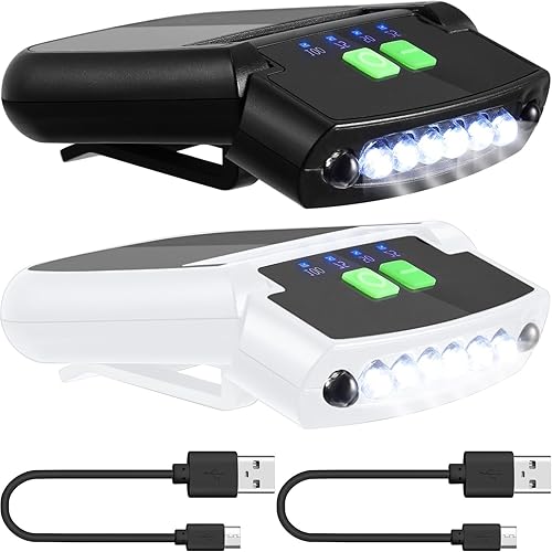 Miniatura 10 de Mudder Linterna LED con clip para gorra USB recargable, linterna impermeable ultra brillante para sombrero, linterna de cabeza para pesca, Negro