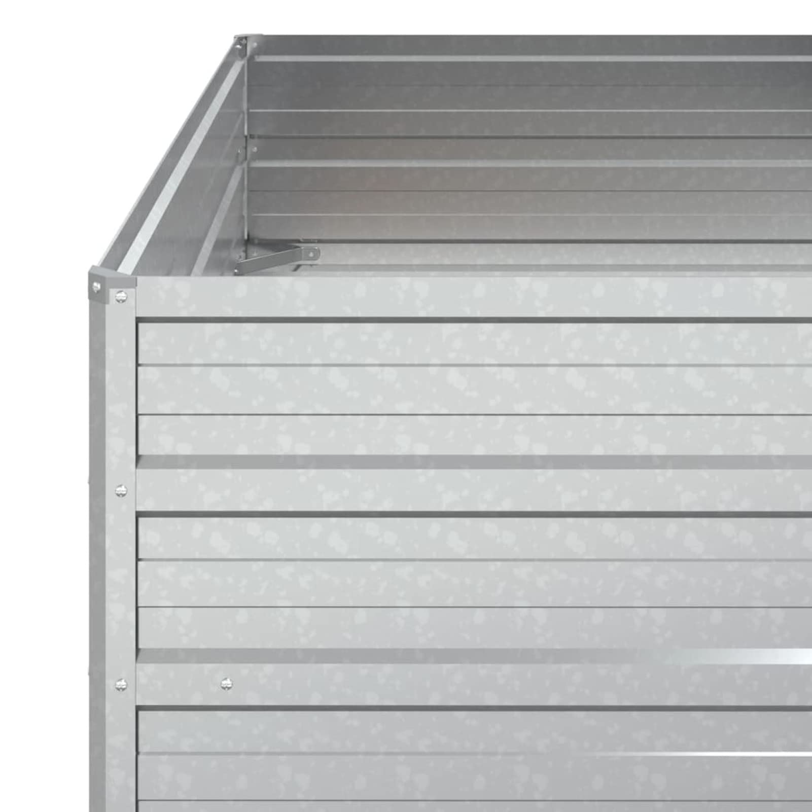 IKAYAA Bancal alto de metal plateado para jardín, bancal alto, grande, jardinera, balcón, macetero, 100 x 100 x 45 cm, jardinera para balcón, jardinera, jardinera, jardinera, bancal alto, terraza