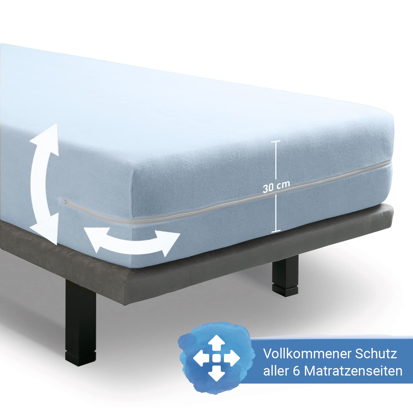 Velfont Housse de matelas élastique en éponge Bleu clair 140 x 200 cm bleu