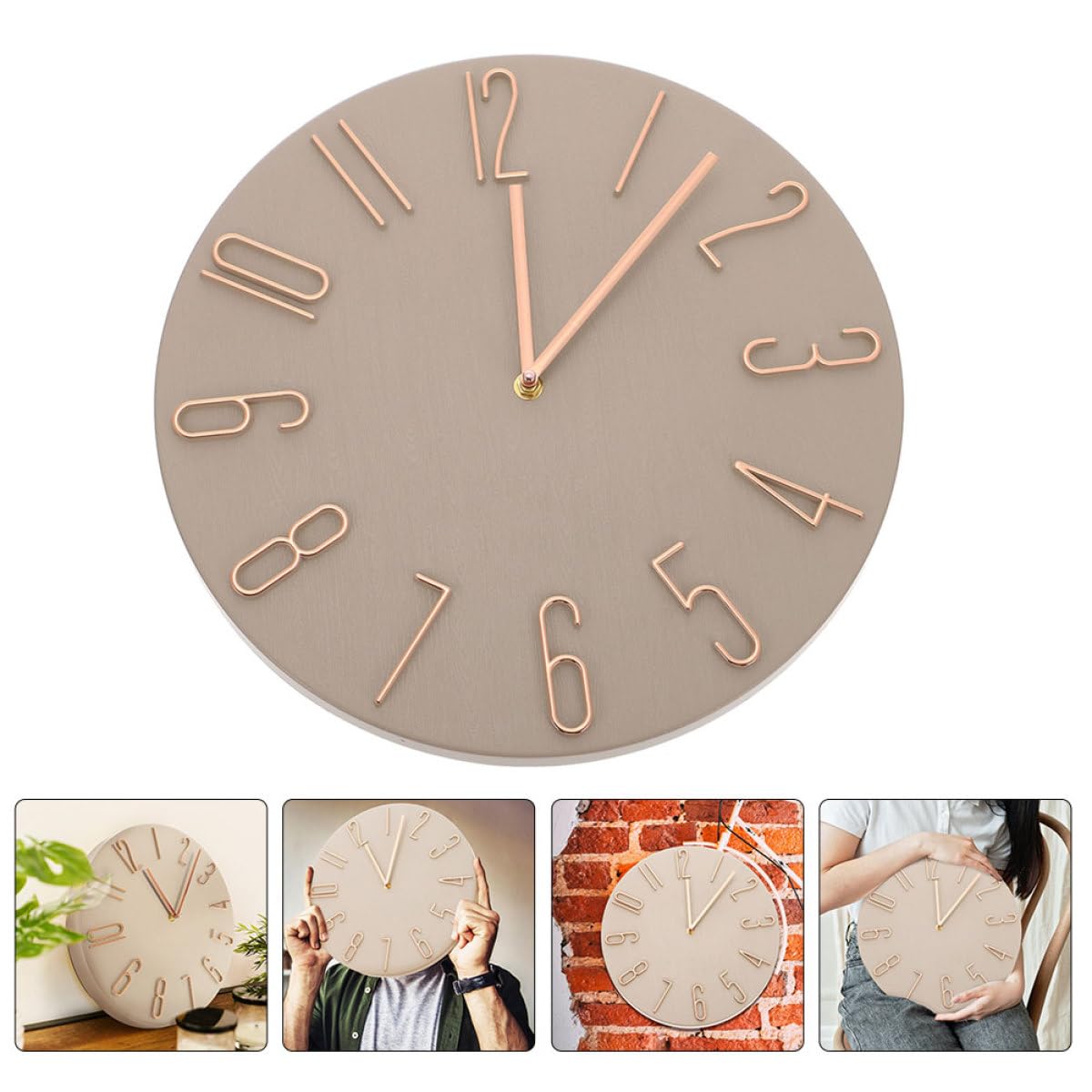 Hemobllo Geräuschlose Wanduhr 30cm mit Großen Zahlen, Kunststoff Panel