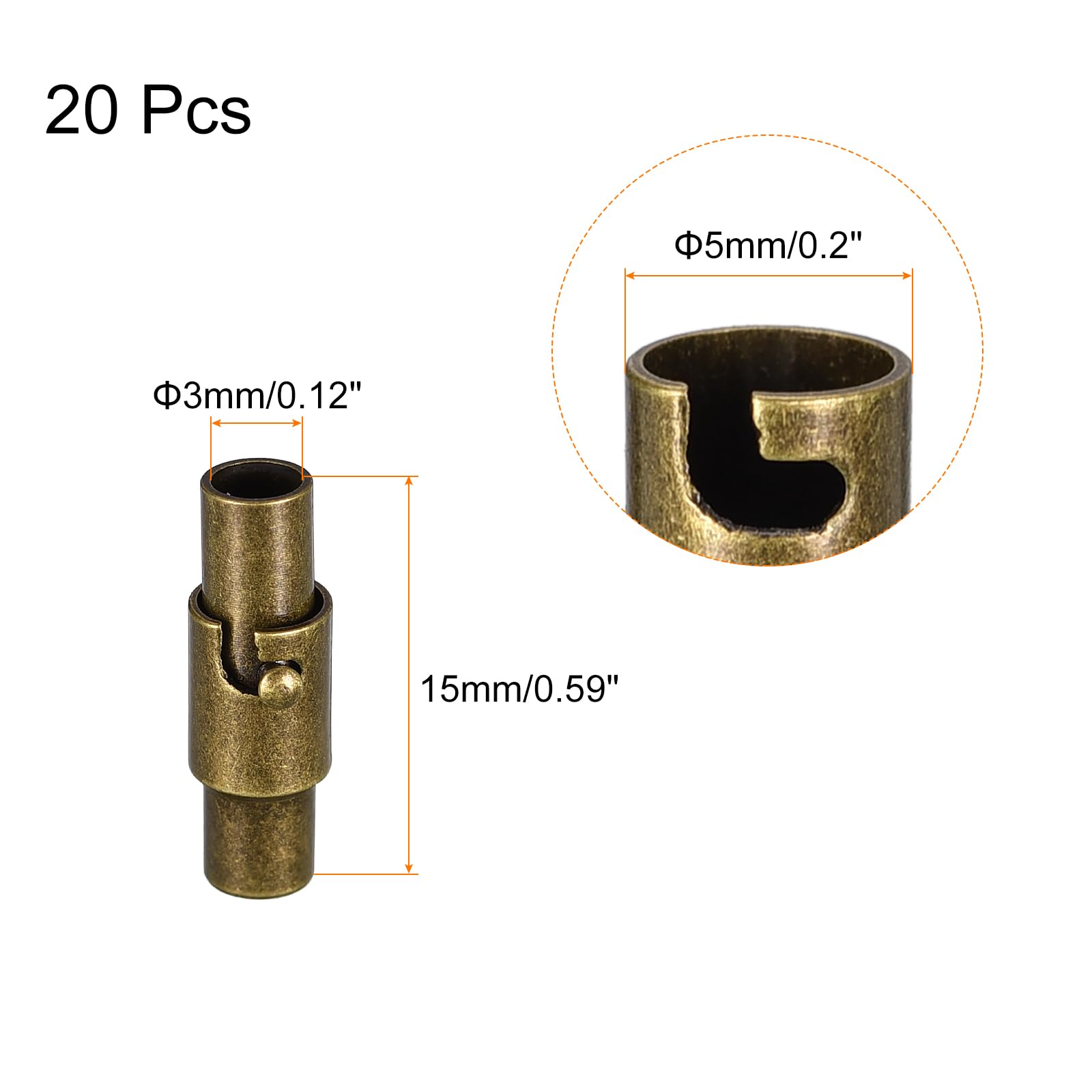 uxcell Leather Cord End Clasp, 20Pcs 3mm Hole Leather Clasps - Image 2