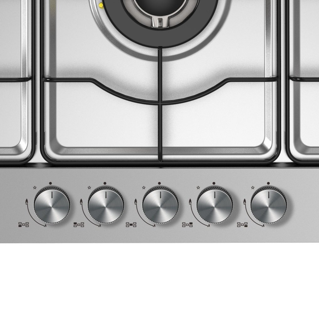 Cookology GH900SS Kitchen Hob 90cm Builtin 5 Burner Gas Hob in Stainless Steel with Enamelled
