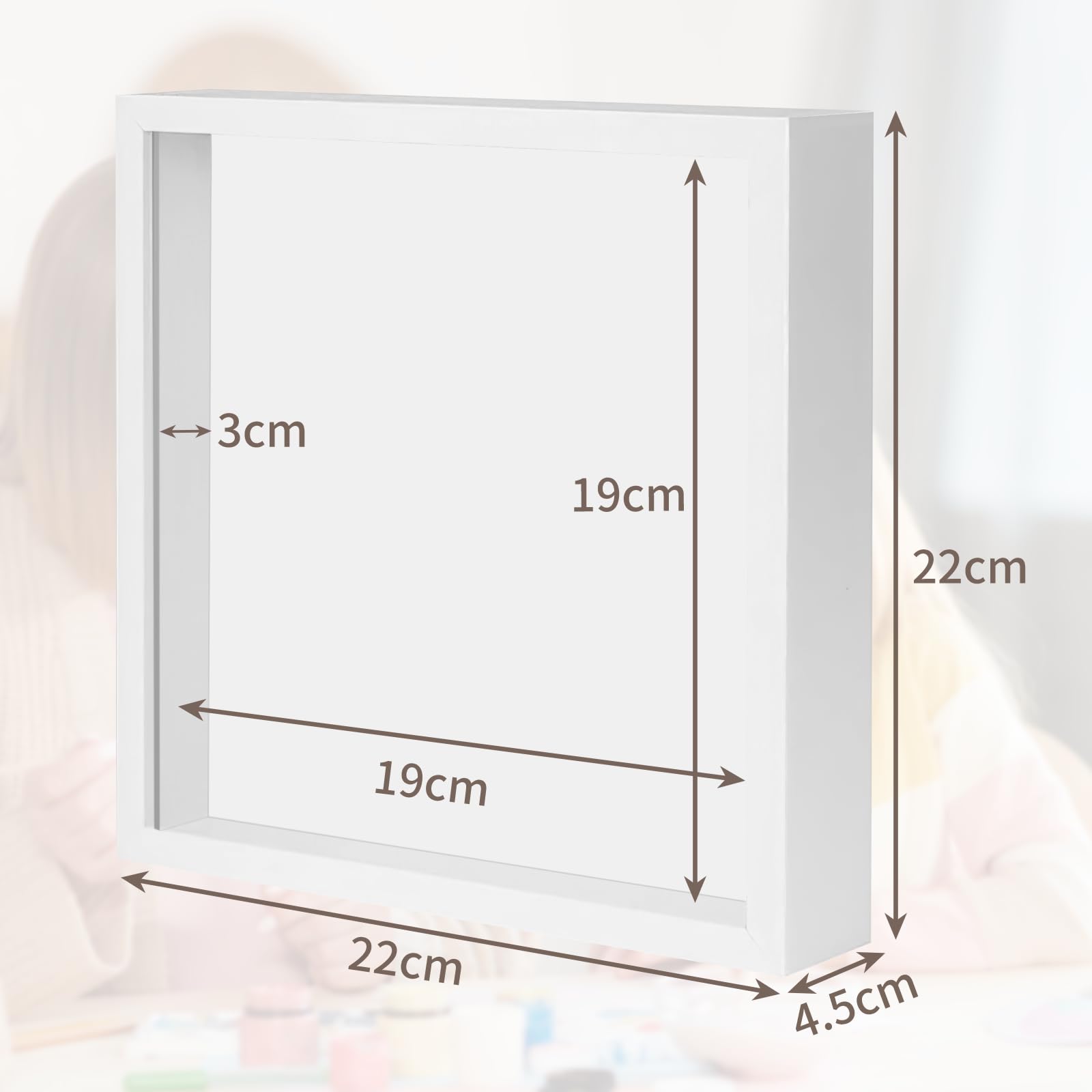 WISYOK 3D Shadow Box 8x8inch, Shadow Box Frame, Deep Box Frame for Objects up to 3cm, Deep Picture Frame for photos Artworks - Image 2