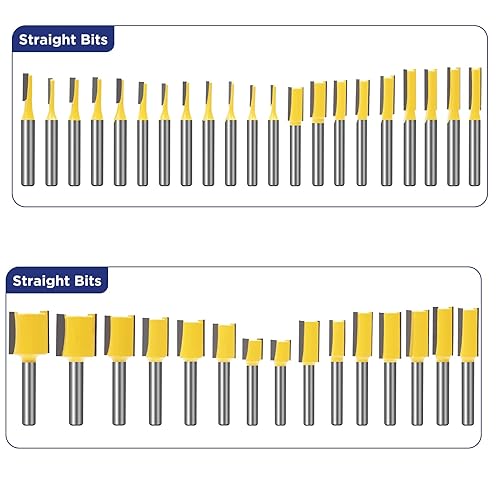 Miniatura 5 de MNA Juego de 100 brocas de enrutador, kit de brocas de enrutador experto de vástago de 14 pulgadas con estuche de almacenamiento de madera, kit de