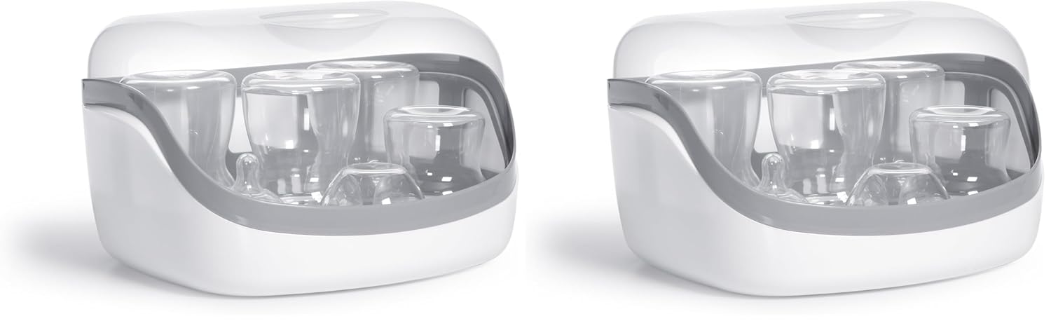 Microwave Steam Sterilizer - Removes 99.9% of Dirt Quickly and Naturally with the Power of steam, White/Grey (Pack of 2)