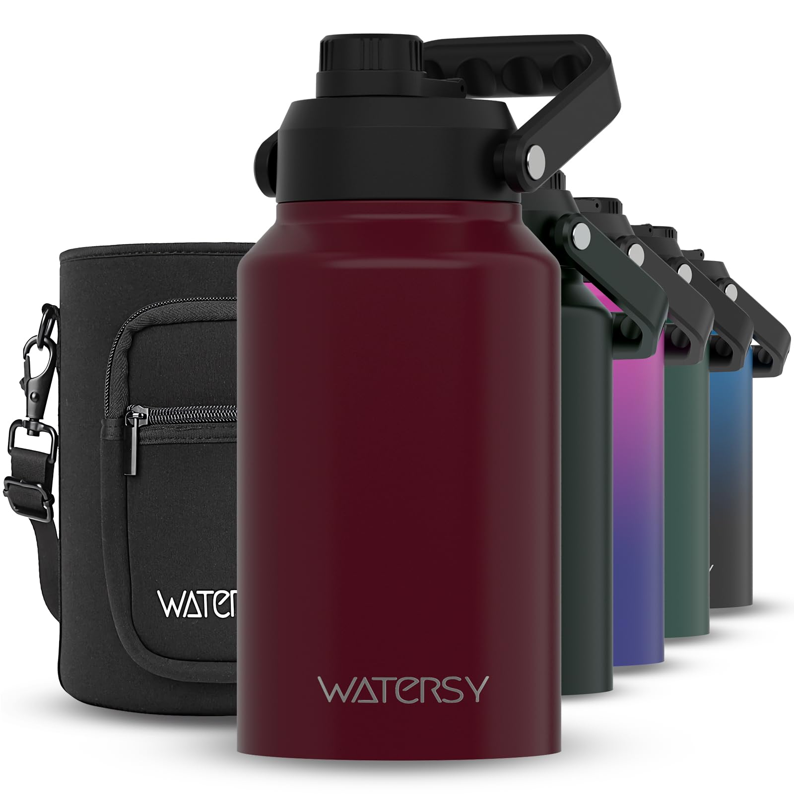 WATERSY 2/3 Gallon Water Bottle Insulated(Cold for 48 Hrs),BPA Free&Leak Proof,87oz Stainless Steel Water Jug/Flask,Big thermo,Large Water Bottle with