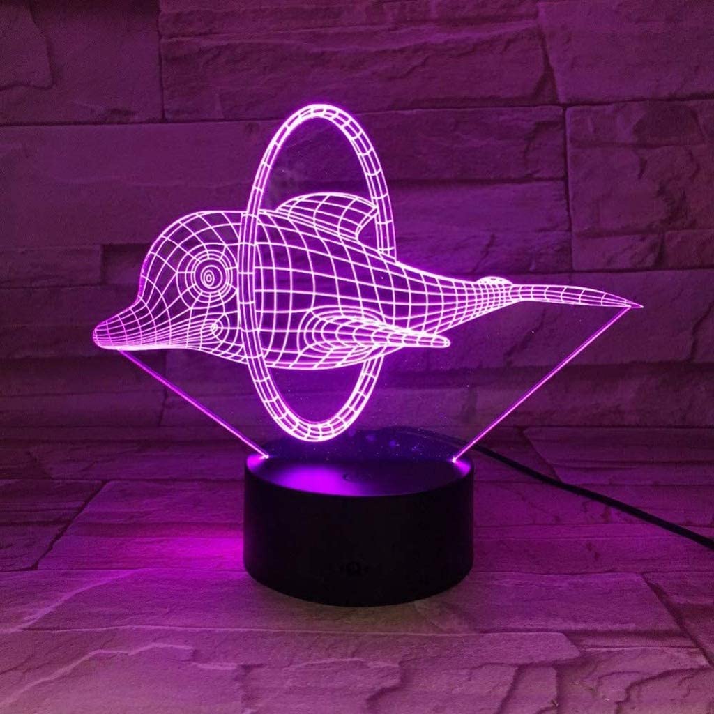Veilleuse 3D à LED en forme de dauphin - 7 couleurs - Simple et moderne