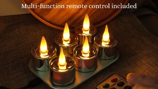 Image of Rechargeable Flameless Tealights Candle with Remote Timer, 3D Moving Flame Real Wax Led Tealight Candles (high Shine Silver, 1.4in)