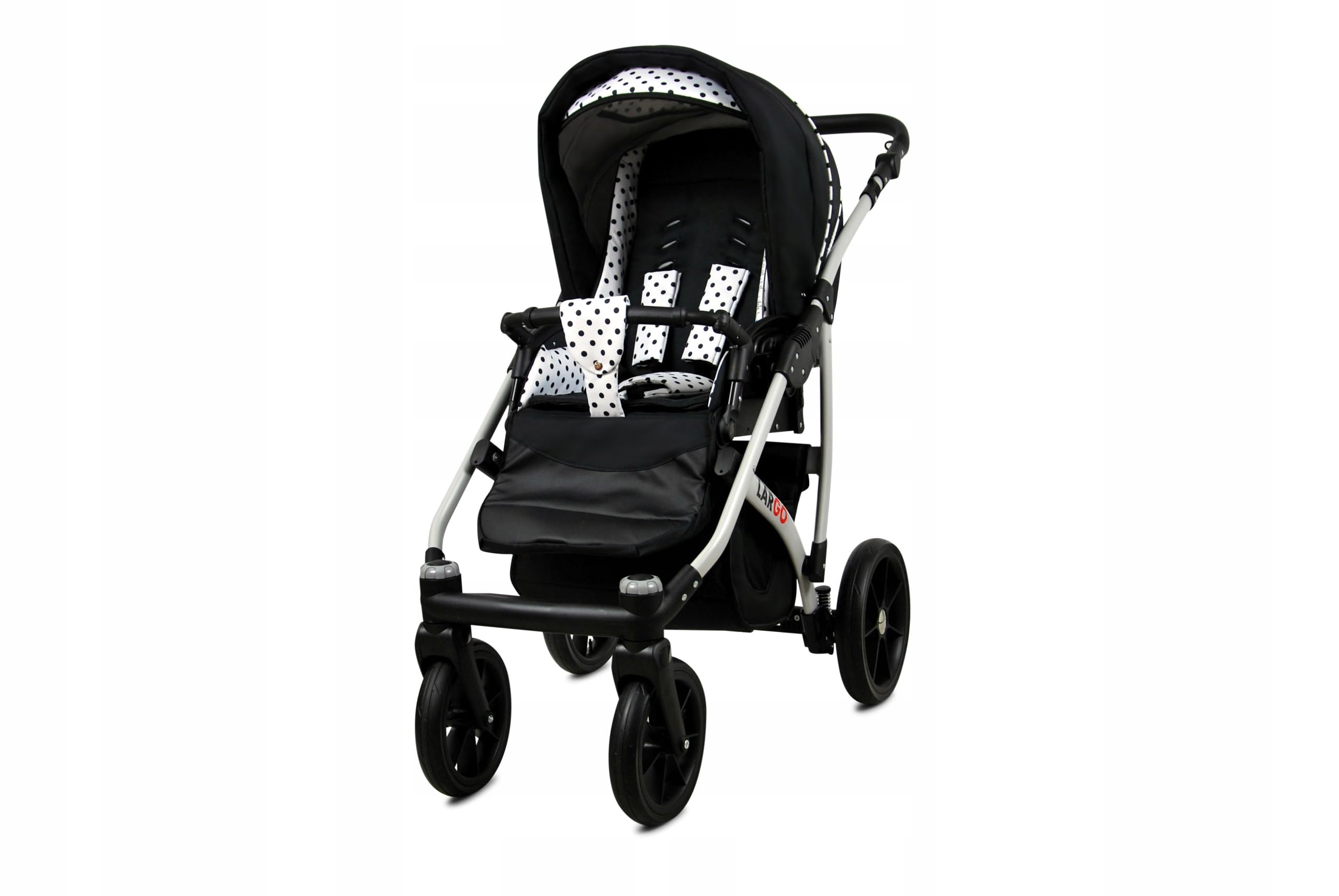 BabyLux Zestaw wózków dziecięcych 4 w 1 – Largo – w zestawie wanienka dla niemowląt, fotelik sportowy, fotelik samochodowy, stacja bazowa ISOFIX – fotelik samochodowy – zestaw wózków dziecięcych