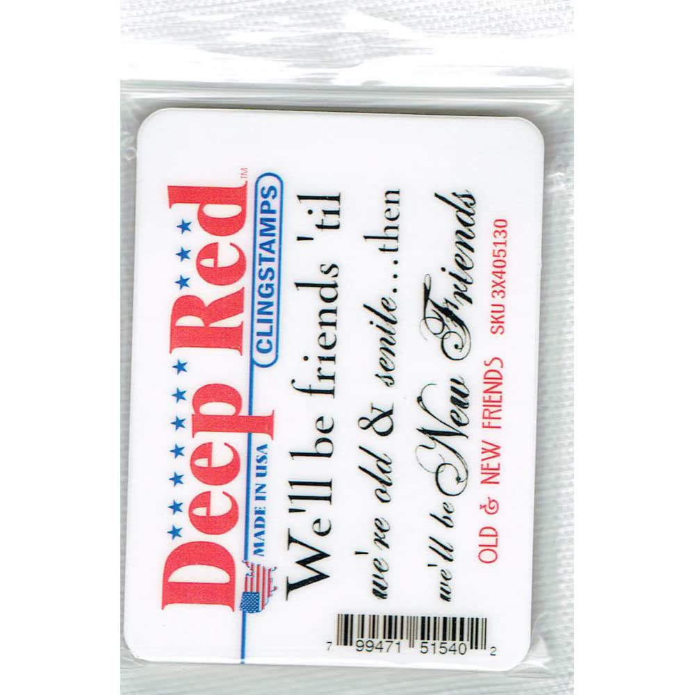 Deep Red Stamps Old and New Friends Rubber Cling Stamp 3.1 x 1.3 inches