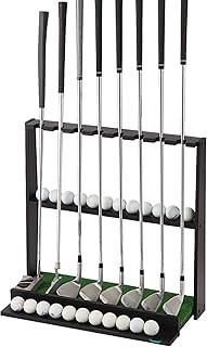 Wooden Golf Putter Stand with Ball Storage - Holds 8 Clubs & 22 Golf Bal...