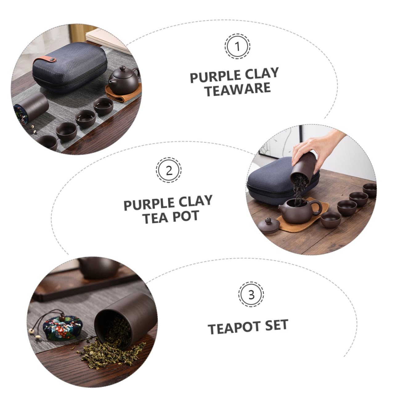 Service à Thé en Argile Violette, Lot de 1 Set de Set, Café, Élégant