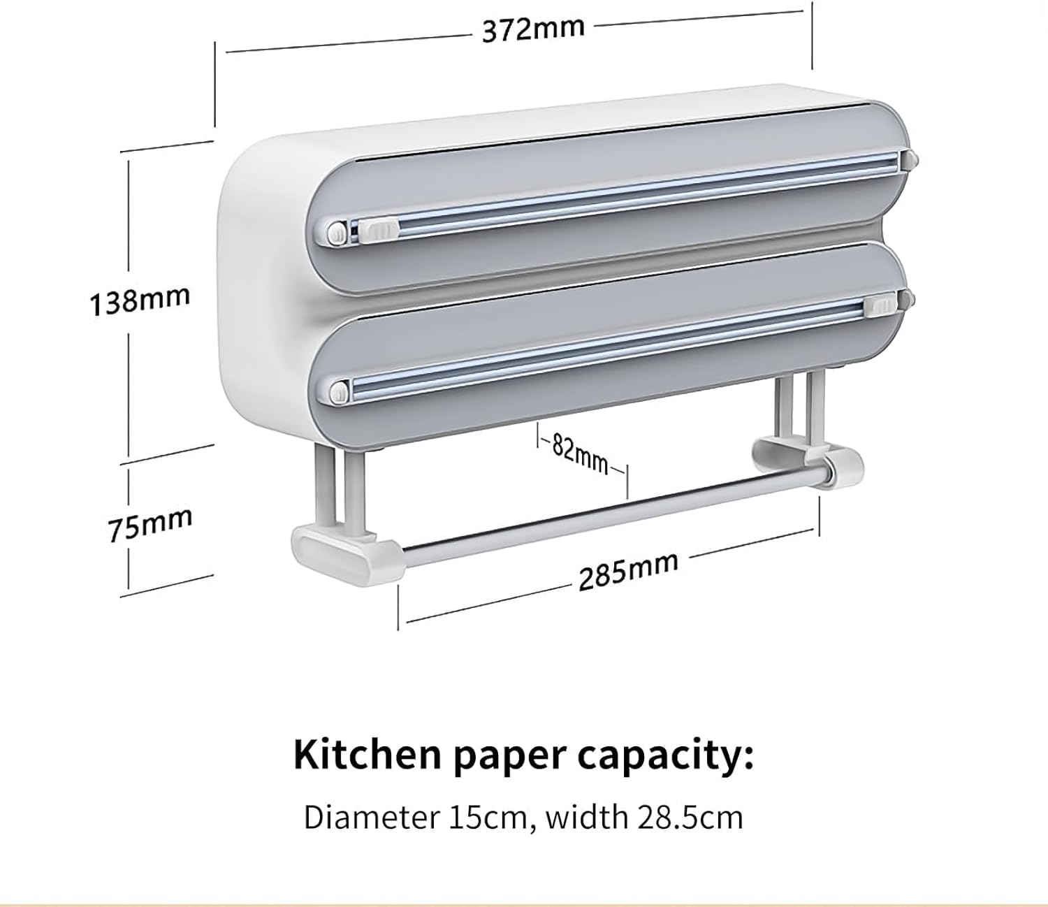 3 in 1 Aluminum Foil and Plastic Wrap Organize Dispenser with Cutter, Magnetic Paper Towel Holder for Fridge, Includes 1 Roll of Cling Film
