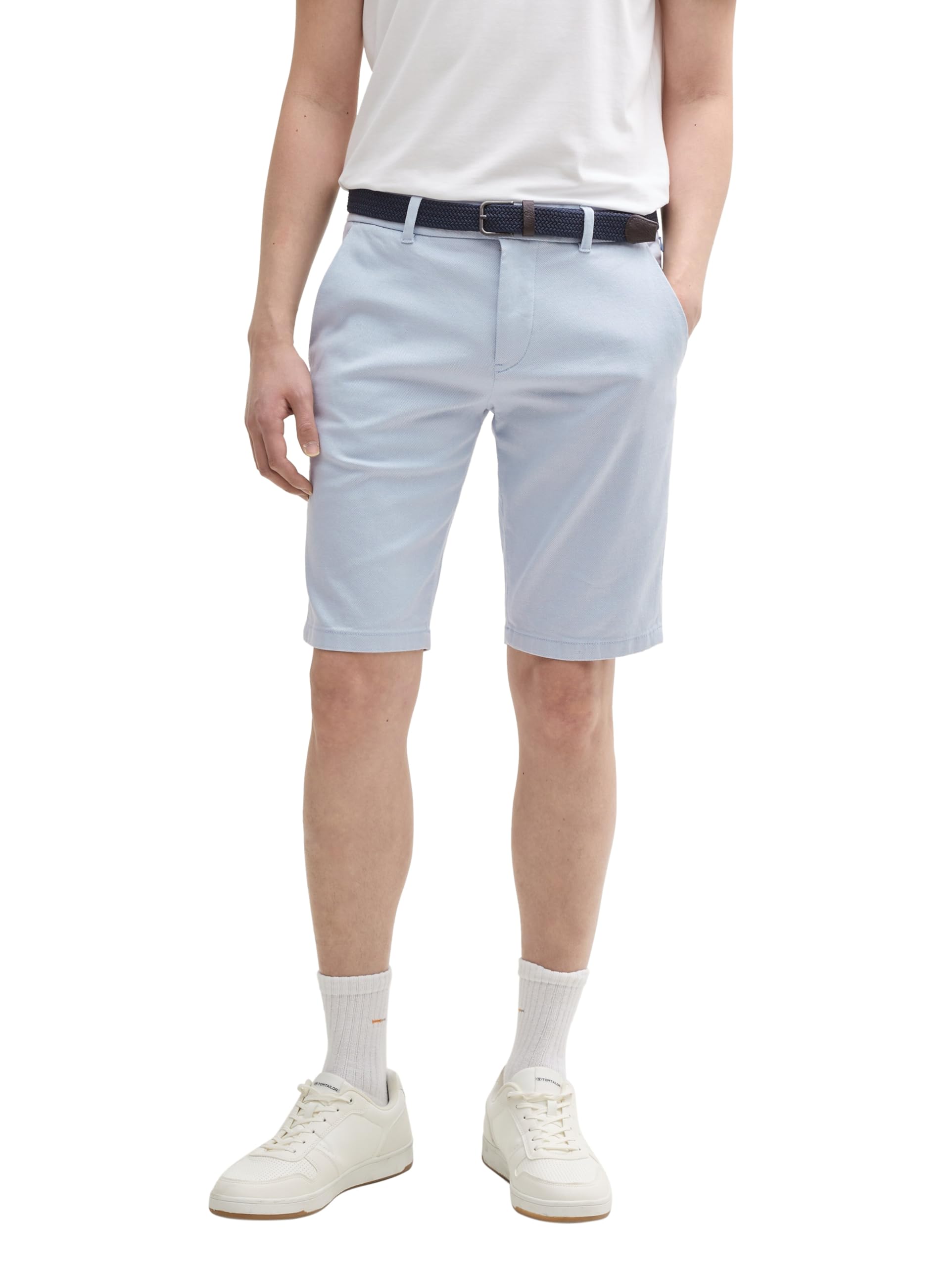 Tom Tailor Herren Stretch Slim Chino Shorts mit Gürtel