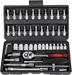 Maleta Estojo Kit Ferramentas Completa 46 Peças,Kit Jogo De Ferramentas De Pontas E Soquetes Para Parafusar Reparo, Soquetes Allen