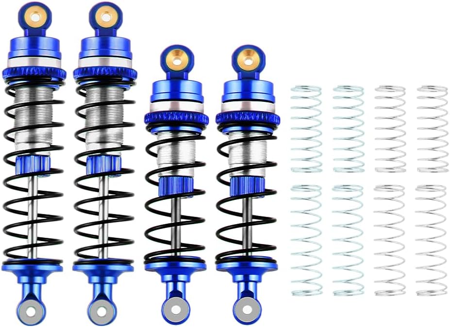 GLOBACT Front Rear Shock Set Aluminum Alloy for LOSI 1/16 Mini-B 1/18 Mini-T 2.0 LOS314004 RC Buggy Truck Upgrade Replacement Parts (Blue)
