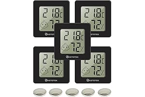 5 Pack Ketotek 515 Digital Hygrometer and Thermometer, Mini Temperature Humidity Monitor with Comfort Indicator