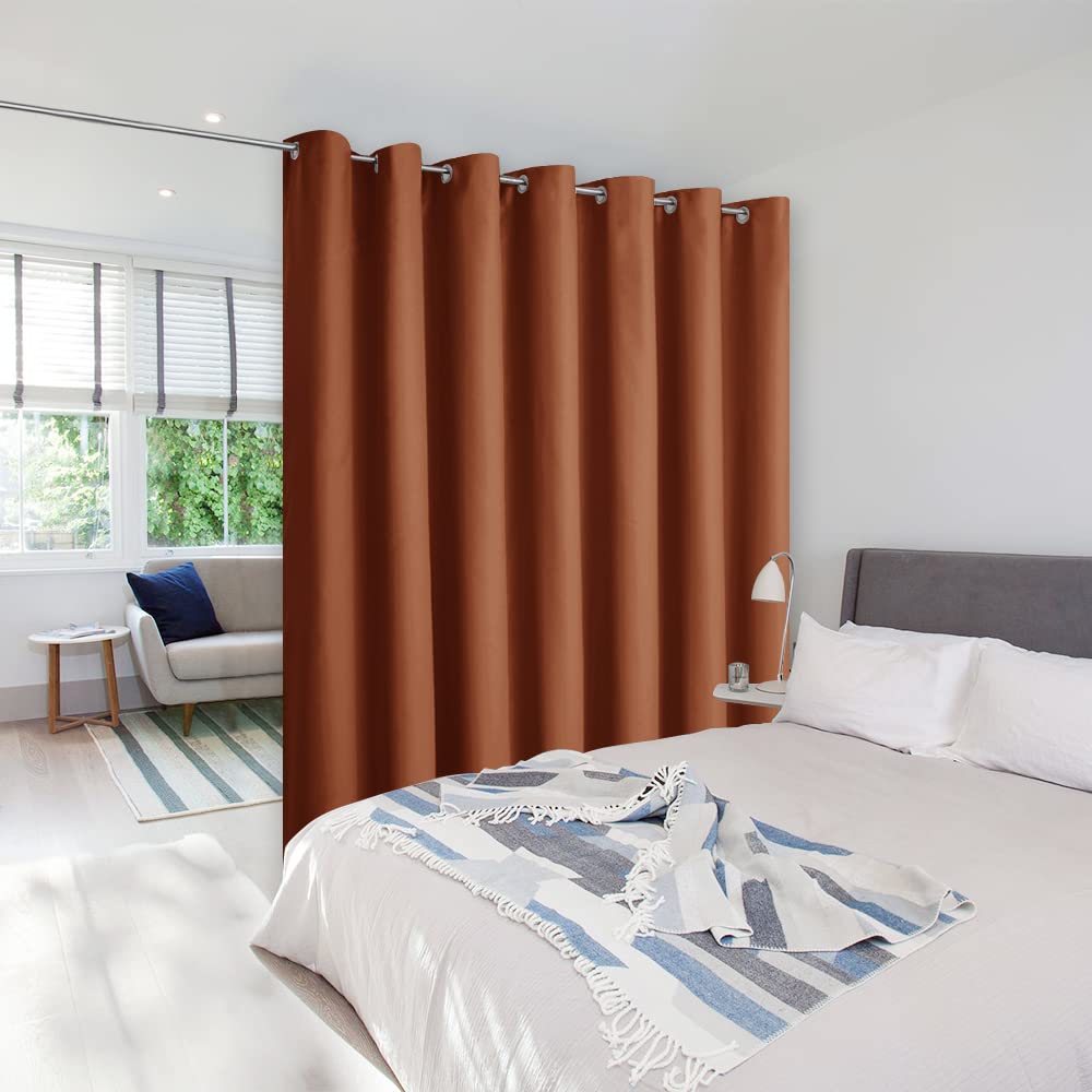 NICETOWN Burnt Orange Curtains for Sliding Glass Door, 84 inch Long, Grommet Single Curtain Panel, Sound Reducing Blackout Curtains for Bedroom/Doorway Living Cabin (8.3ft Wide by 7ft Long)