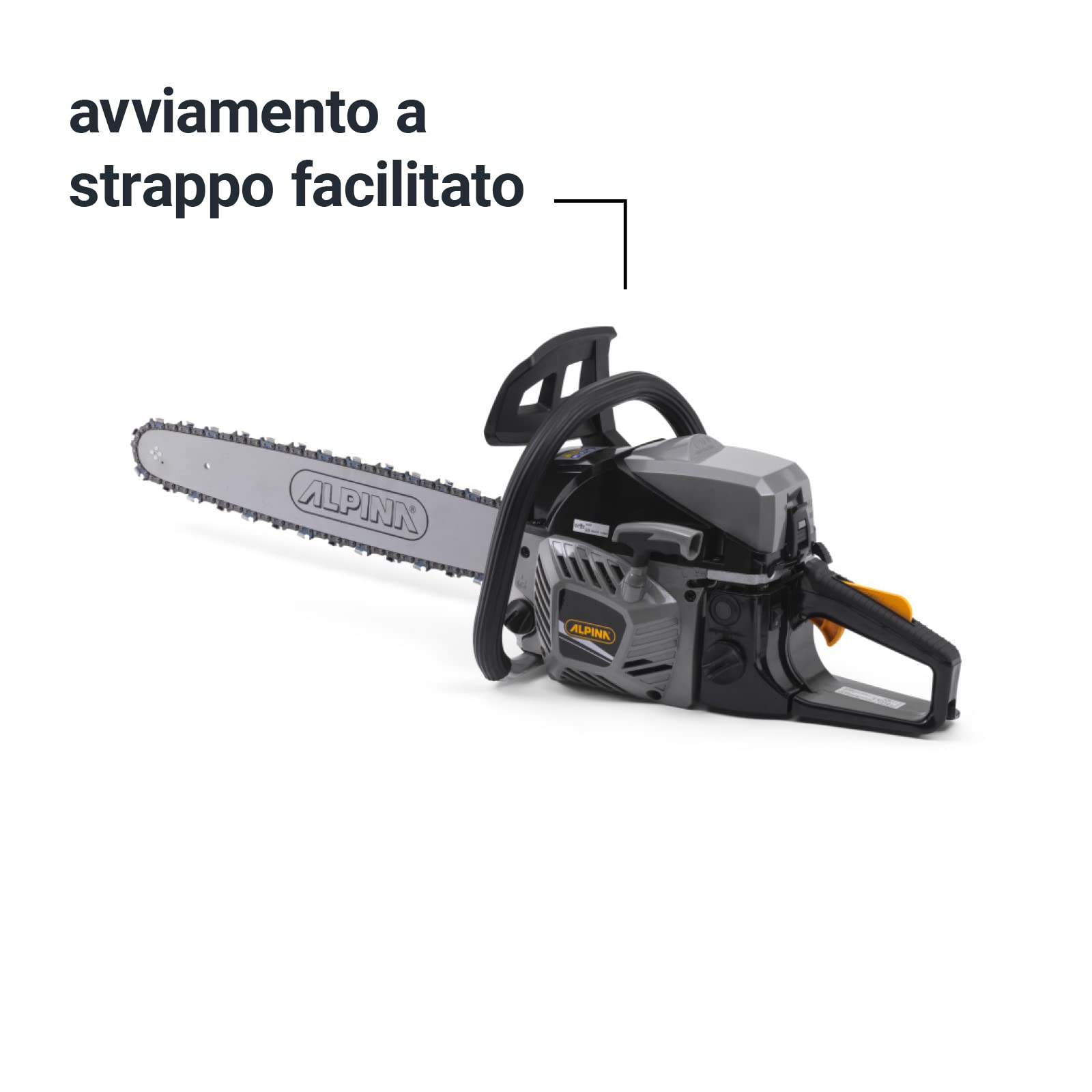 Alpina ACS 50 Motosega A Scoppio, 2.2 kW (49.3 cc), 50 cm – Pompa Olio Automatica, Tensionamento Laterale – Uso Professionale