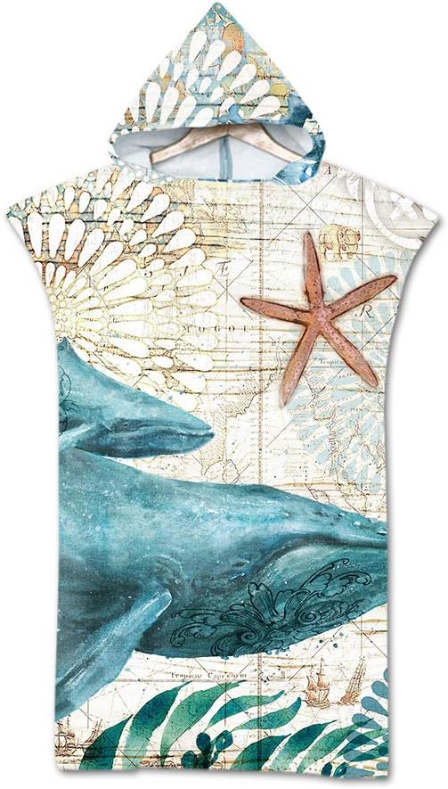 Hooded Beach Towel Swimming Changing Robe Adults Large Microfiber Surf Poncho Compact Blanket with Hood,Pattern 4