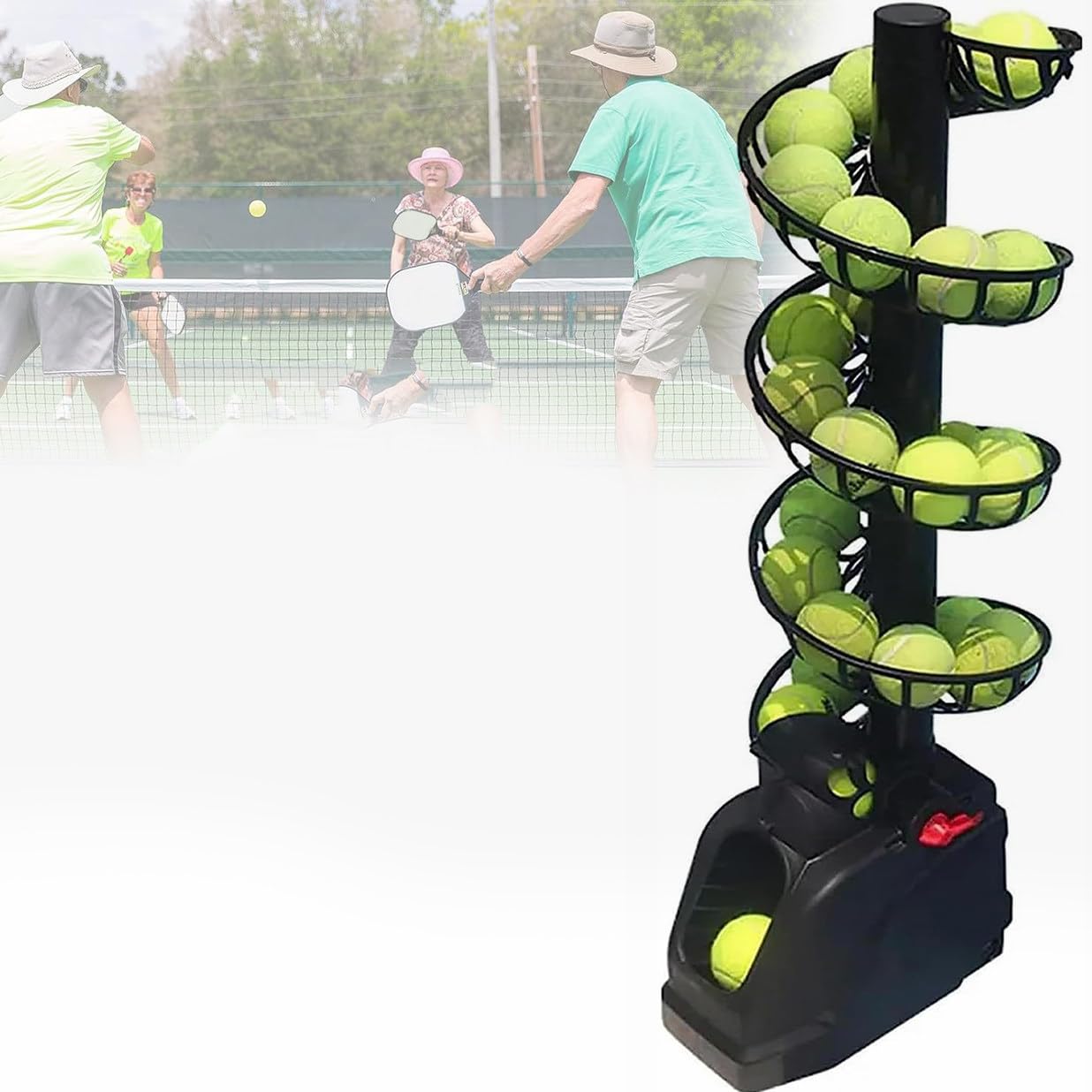 GYQSSD AutomaticTennis Ball Launcher, Tennis Ball Machine, Adjustable & Portable Accurate Efficient Feed Buddy, Can Hold Around 30 Balls, perfect for Players, Students, Lovers
