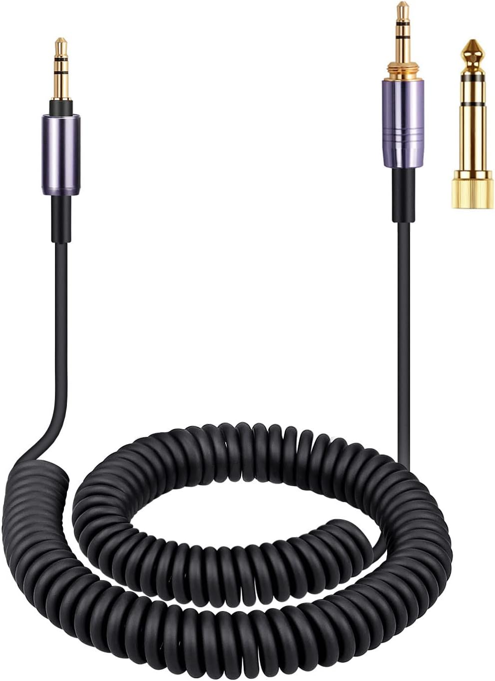 weishan WH-1000XM5 Cable Coiled Aux Cord Replacement for Sony WH-CH710N, MDR-950BT, 1AM2, 7520 Noise Canceling Headphones, 3.5mm(1/8") Extension Wire with 6.35mm(1/4") Adapter, 14ft