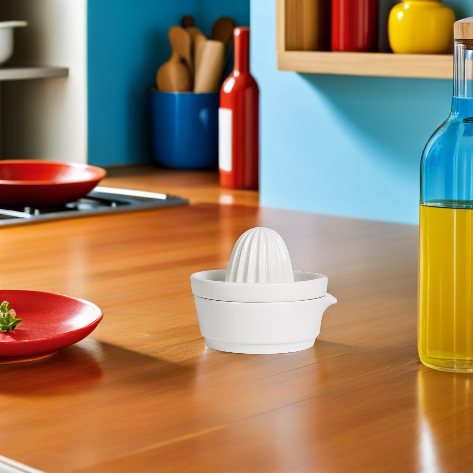 Cabilock Keramik Zitronenpresse Manuelle Zitruspresse Für Frischen Saft Aus Zitrone Orange Limette Mit Einfachem Design Und Saftabtrennung Küchenhelfer