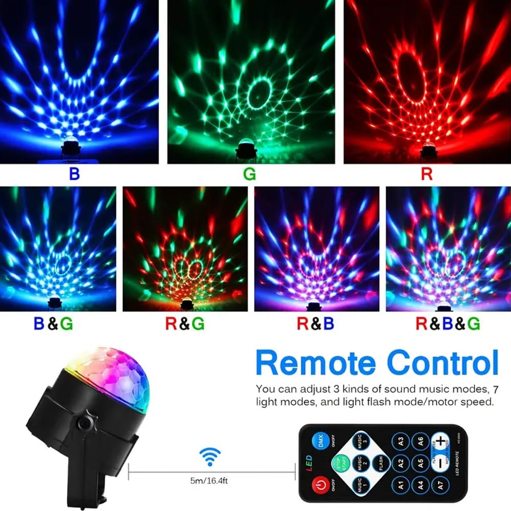 Juego de luces de discoteca para fiesta de 3 piezas, bola de discoteca de material ABS, con control remoto, luz estroboscópica de DJ, adecuada para bodas/karaoke KTV/fiestas de cumpleaños, luces de ca
