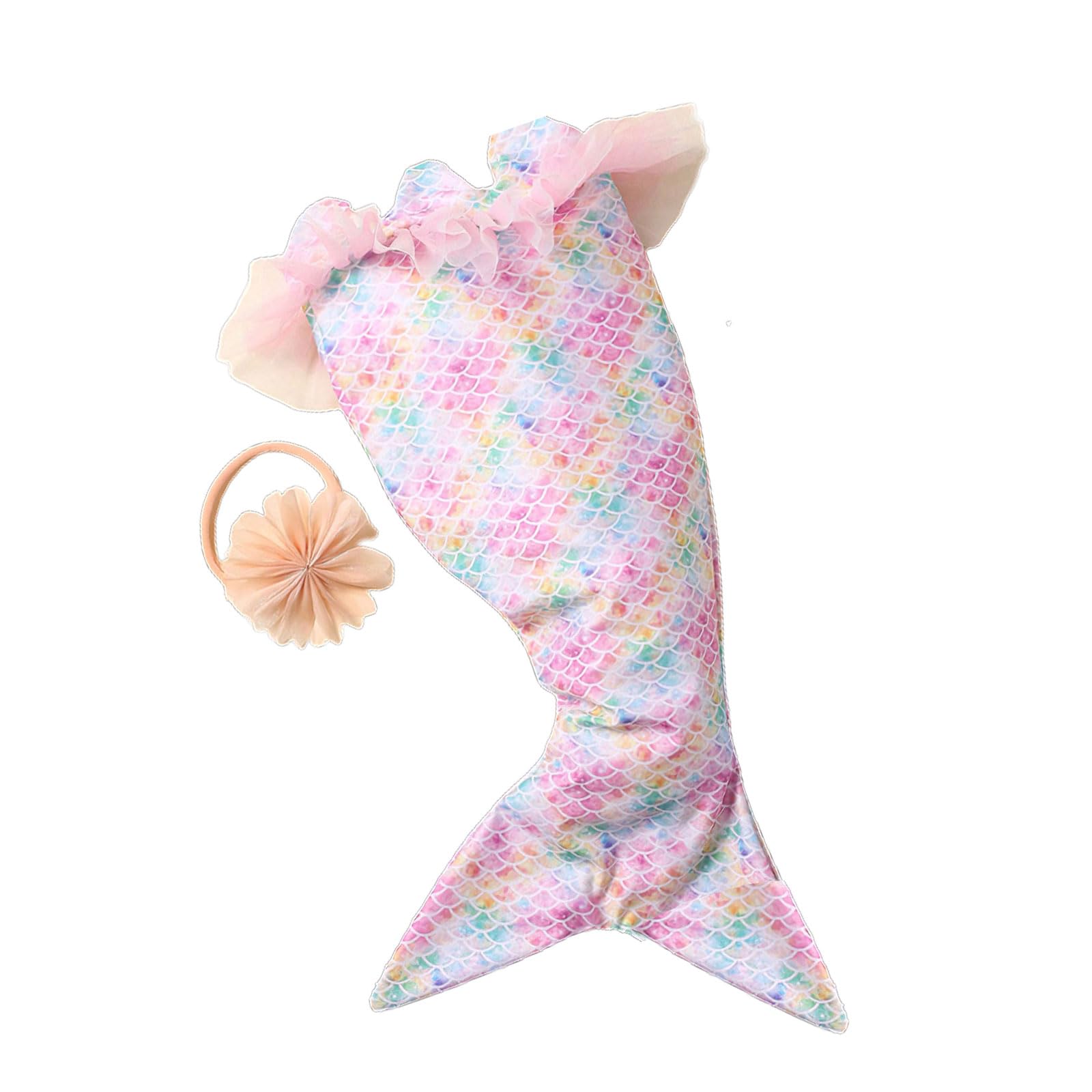 GuoQiao Newborn Photo Shooting Set Mermaids Costume Flower Headband Photo Props Baby Photo Costume Infant Photography Suit 2PCS