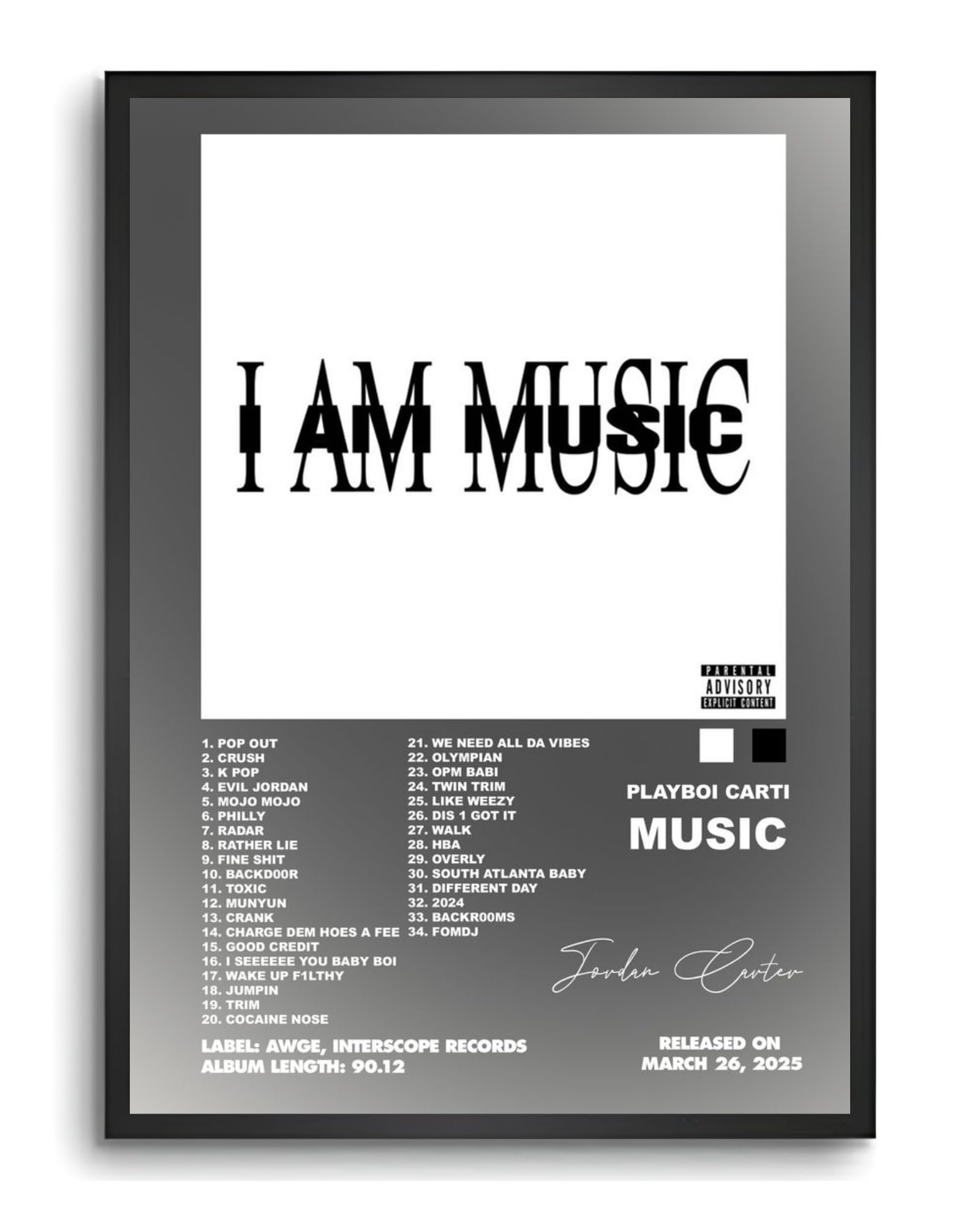 Vyopix Playboi Carti - Music Album Cover, Wall Decoration Art